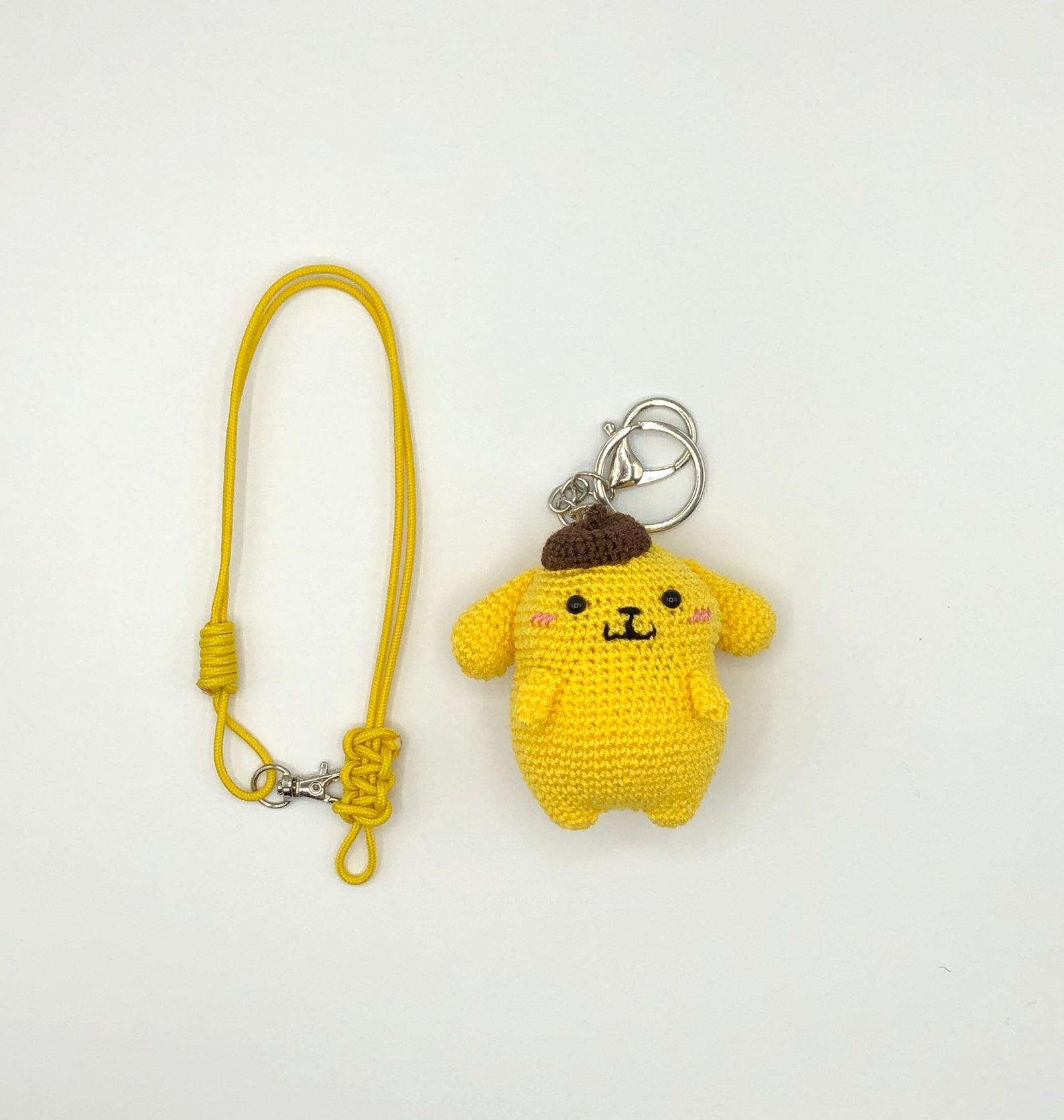Crochet Pom Pom Purin Keychain / Rear View Mirror Accessories Etsy