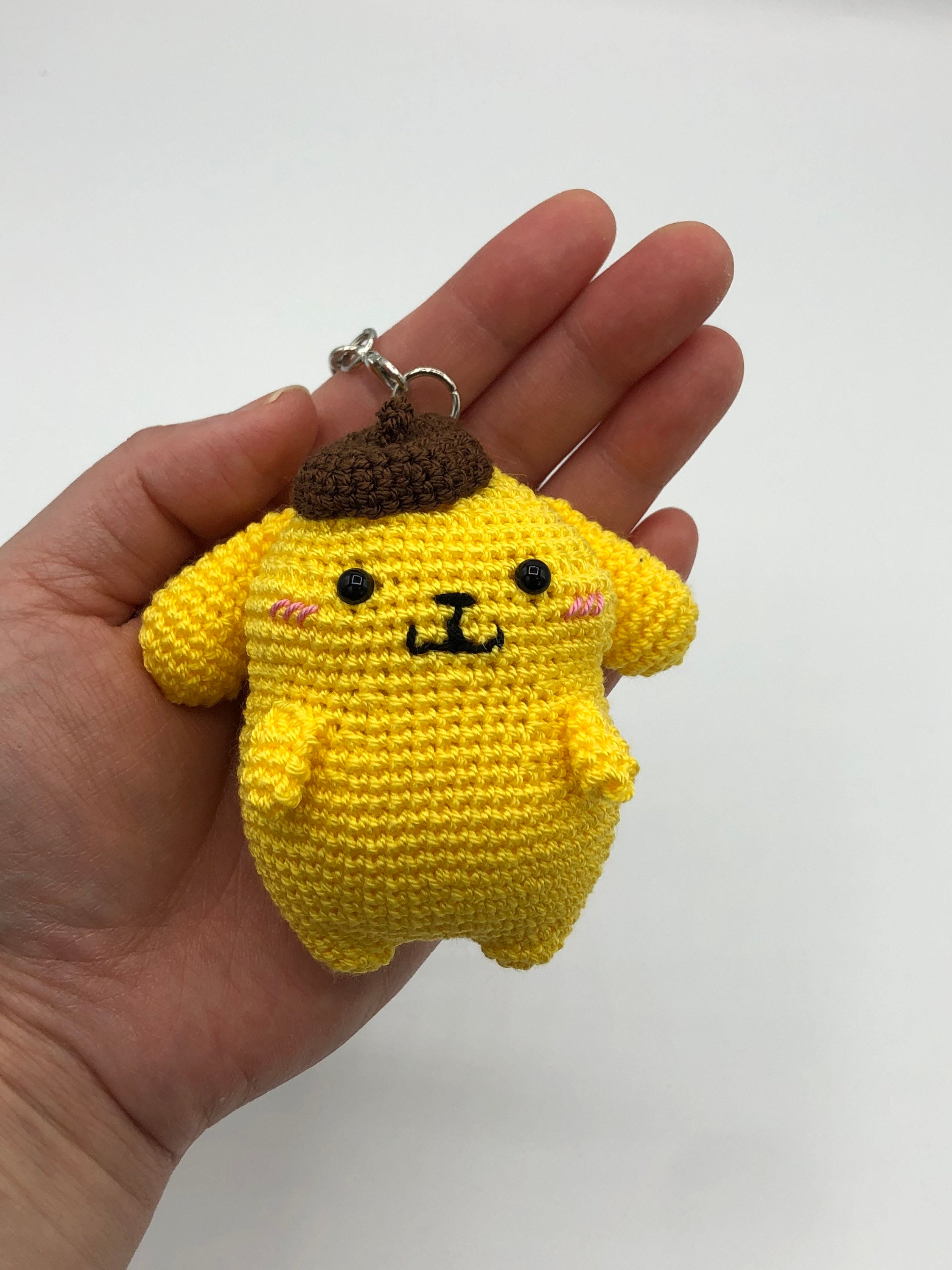 Crochet Pom Pom Purin Keychain / Rear View Mirror Accessories Etsy