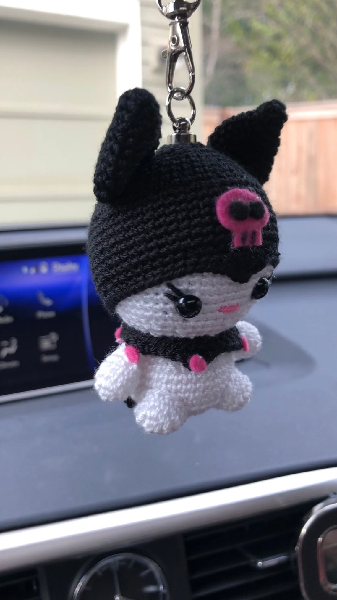 Crochet Kuromi Keychain / Rear View Mirror Accessories Etsy