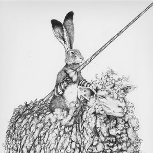 Grußkarte, "Sir Applestains neues Reittier war sein bisher bequemstes." von Maggie Vandewalle, 13x18cm Blanko-Karte, Umschlag