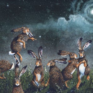 Carte de voeux « Moondance » par Maggie Vandewalle, carte vierge de 5 x 7 pouces, enveloppe