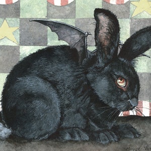 Beëindigde wenskaart: "Er komt iets slechts deze kant op." van Maggie Vandewalle, blanco kaart van 5 x 7 inch, envelop