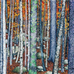 DISCONTINUED Watercolor Print, "Sticks and Stones" by Maggie Vandewalle, 8" x 10" matted to fit an 11" x 14" frame