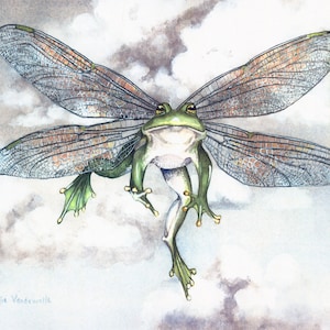 Watercolor Print, Ribbit by Maggie Vandewalle, 8 x 10 matted to fit an 11 x 14 frame image 1