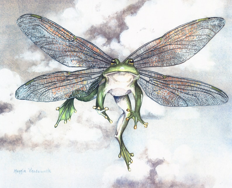 Watercolor Print, Ribbit by Maggie Vandewalle, 8 x 10 matted to fit an 11 x 14 frame image 1