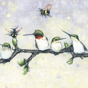 Greeting Card, "The Birds and the Bees" by Maggie Vandewalle, 5" x 7" blank card with envelope