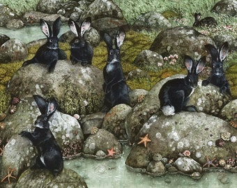 Greeting Card "The Black Rabbits of Hy-Brasil" by Maggie Vandewalle 5" x 7" blank card, envelope