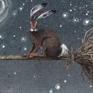 Grußkarte, "Flyaway Hare" von Maggie Vandewalle, 12cm x 18cm Blankokarte, Umschlag