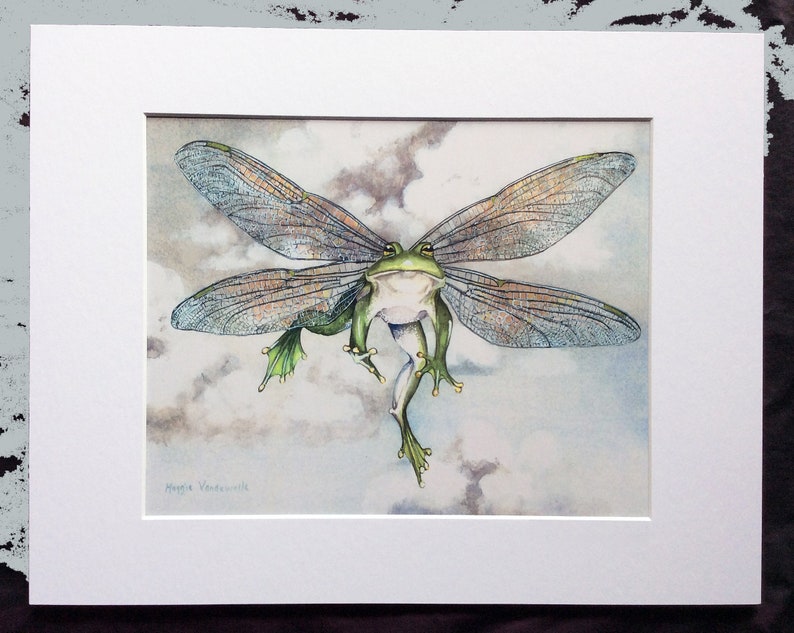 Watercolor Print, Ribbit by Maggie Vandewalle, 8 x 10 matted to fit an 11 x 14 frame image 2