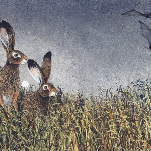 STOPZETTING Wenskaart, 'What Comes With the Night' van Maggie Vandewalle, blanco kaart 5 x 7 inch, envelop
