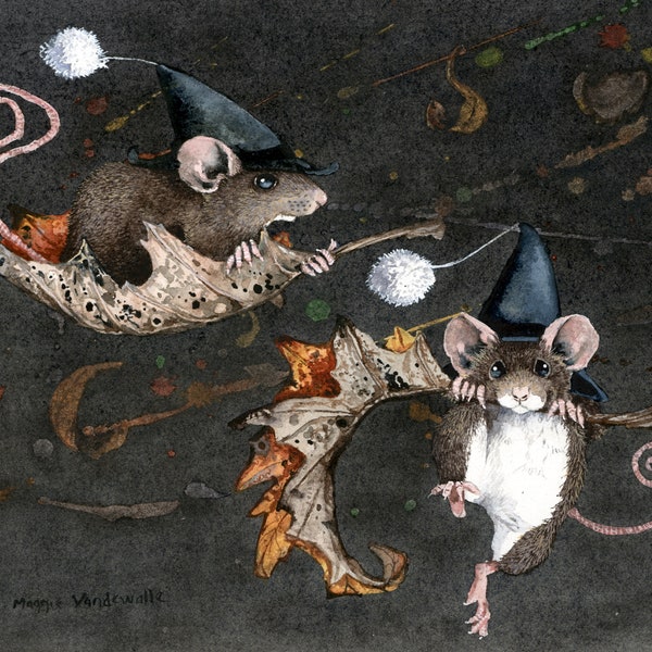 Watercolor Print, "Hector was a Tad Clumsy." by Maggie Vandewalle, 8" x 10" matted to fit an 11" x 14" frame