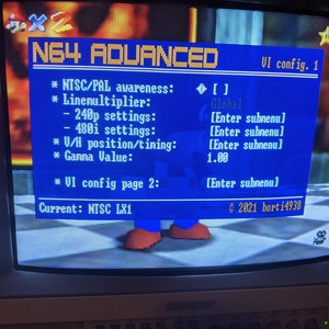 N64 System with Borti Advanced RGB (up to 720p) & Component Cables