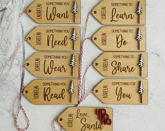 Personized Gift Tags, Something you Want, Something you Need, Gift Tags from Santa, Gift for Girl or Boy