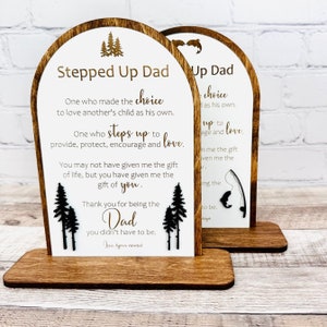 Stepped Up Dad Sign, Personalized Father's Day Gift, Bonus Dad Sign, Step Dad Gift, Engraved Sign, Gift for Adoption or Blended Family