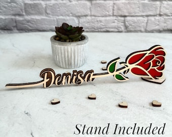 Personalized Wooden Rose for Her, Valentine's Day Gift, Mother's Day Gift