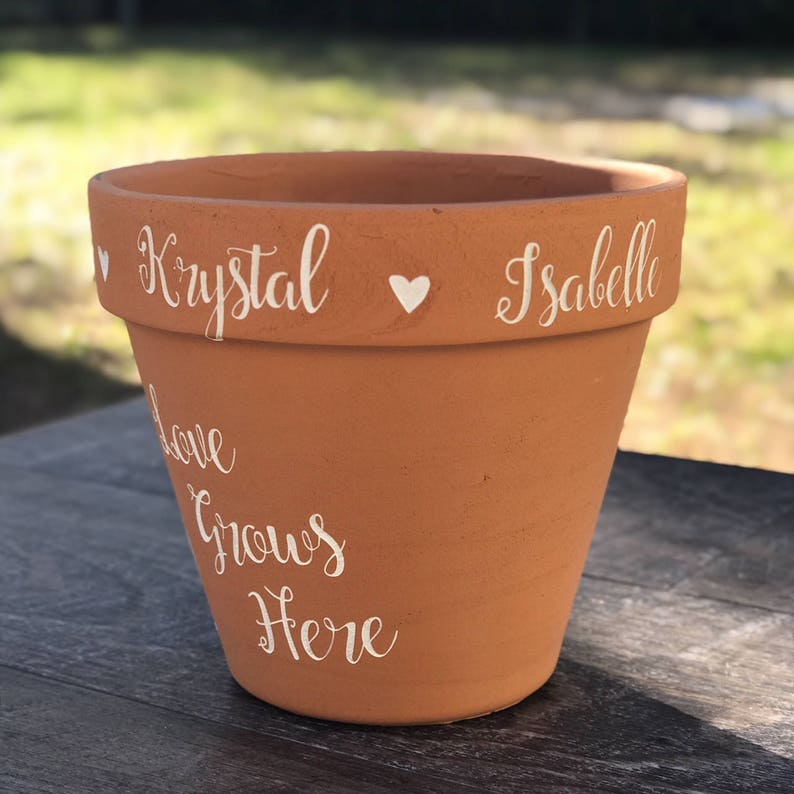 Personalized Flower Pot Etched Planter Terra Cotta Planter Personalized Flower Pot Etched Planter Terra Cotta Planter