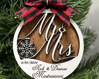 First Year as Mr. and Mrs. Christmas Tree Ornament, Gift for Bride and Groom, Wedding Gift, Just Married