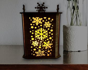 Snowflake Winter Votive Candle Lantern, Christmas Decor, Candle Holder, Nature Scene