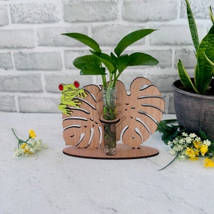 Plant Propagation Station, Gift for Plant Lover, Vase for Plant Cuttings, Hydrophonics Gardening, Botanical Decor, Monstera and Frog Decor