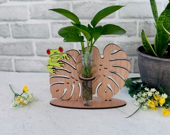 Plant Propagation Station, Gift for Plant Lover, Vase for Plant Cuttings, Hydrophonics Gardening, Botanical Decor, Monstera and Frog Decor