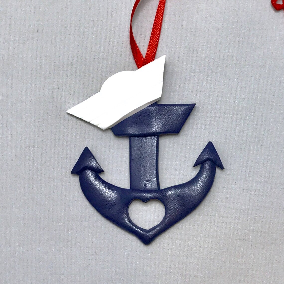 Anchor Ornament Personalized Anchor Anchor with Sailor Hat Etsy