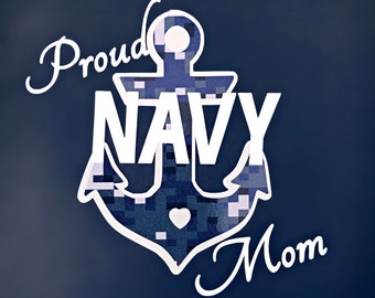 Proud Navy Mom decal, Navy mom car decal, Navy decal, Navy sticker, Blue digital camo decal, Proud Navy mom sticker, Anchor decal
