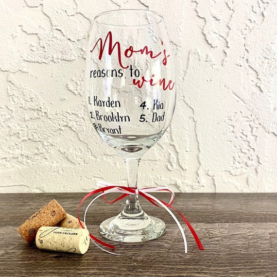 Copa de vino personalizada, Regalo del Día de la Madre, Copa de