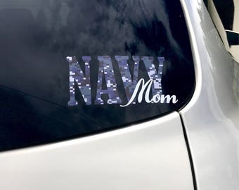 Navy Mom decal, Navy Dad, Car Decal, Navy Sticker, Navy decal, Blue digital camo decal, Navy mom sticker, Navy Dad, Navy Family