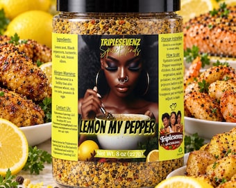 Lemon My Pepper | Lemon Pepper Blend | 8 oz Small Batch Seasoning | TripleSevenz Spice Blends