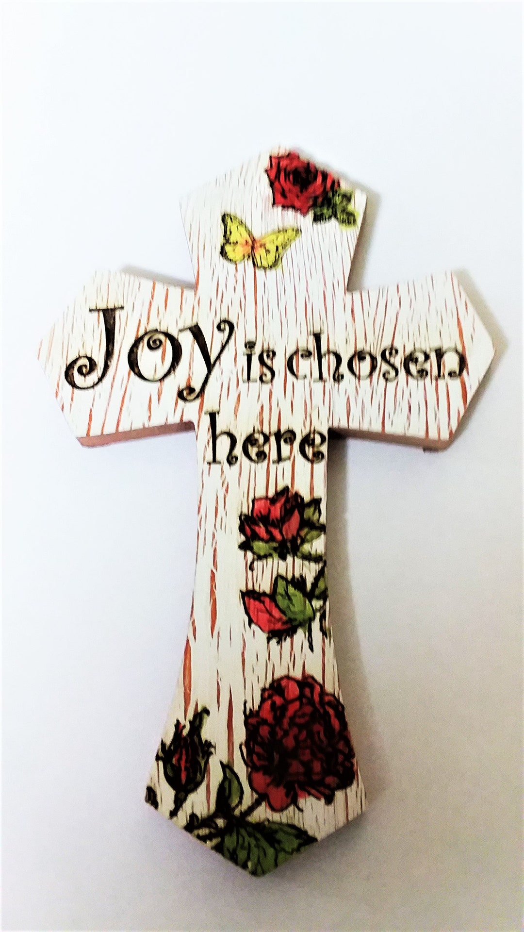 Small Wall Cross Decorative Wall Cross Joy is Chosen Here Etsy