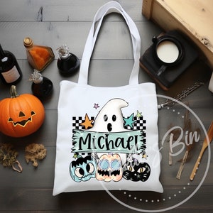 Halloween tote, trick or treating bag, trick or treat bucket, Halloween bucket, personalized Halloween bag, personalized kids bucket