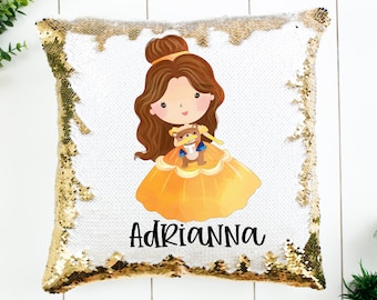 Personalized Princess Sequin Pillow, Girls Bedroom Decor