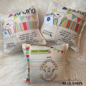 Tooth Fairy Pillow personalized 8x8 / tooth fairy pillow for boys / tooth fairy pillow for girls / tooth fairy keepsake/personalized pillow image 2