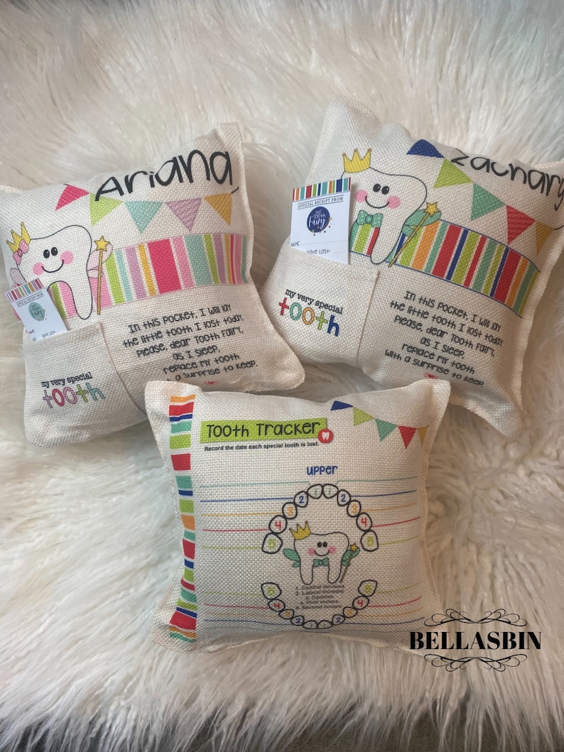 Tooth Fairy Pillow personalized 8x8 / tooth fairy pillow for boys / tooth fairy pillow for girls / tooth fairy keepsake/personalized pillow image 2