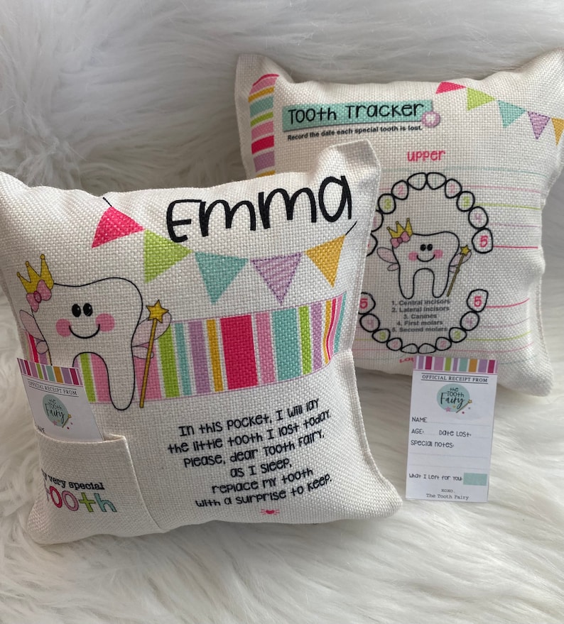 Tooth Fairy Pillow personalized 8x8 / tooth fairy pillow for boys / tooth fairy pillow for girls / tooth fairy keepsake/personalized pillow image 9