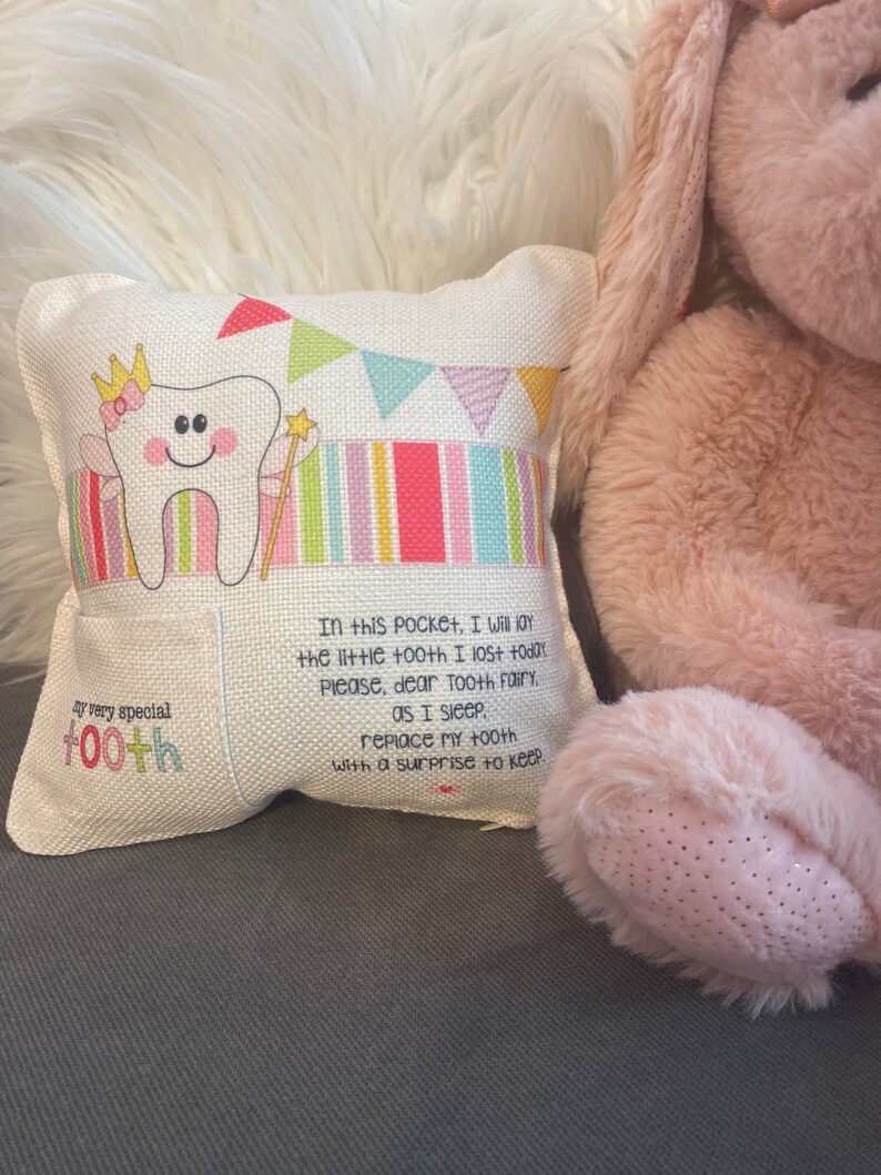 Tooth Fairy Pillow personalized 8x8 / tooth fairy pillow for boys / tooth fairy pillow for girls / tooth fairy keepsake/personalized pillow image 8