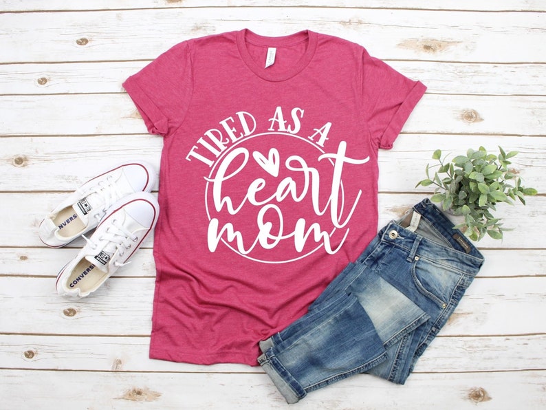 Tired as a Heart Mom unisex tee