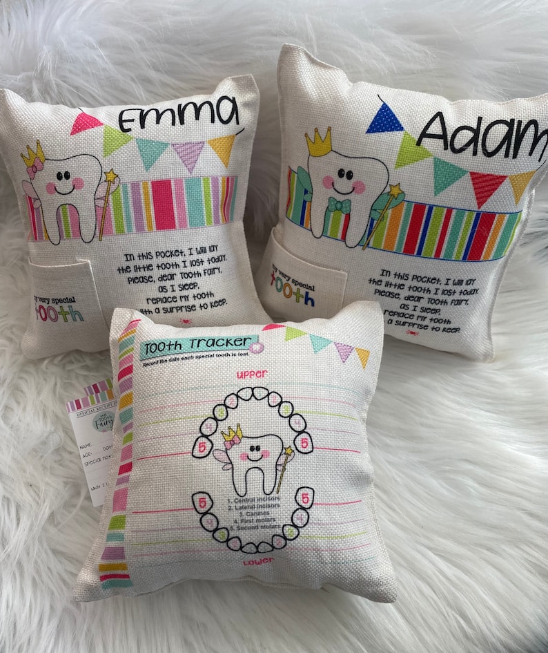 Tooth Fairy Pillow personalized 8x8 / tooth fairy pillow for boys / tooth fairy pillow for girls / tooth fairy keepsake/personalized pillow image 1
