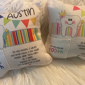 Tooth Fairy Pillow personalized 8x8 / tooth fairy pillow for boys / tooth fairy pillow for girls / tooth fairy keepsake/personalized pillow image 6