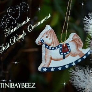 Salt Dough Ornament-Cinnamon Ornament-Americana Rocking Horse Ornament-Cinnamon Salt Dough Ornament
