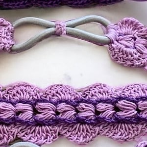 Crochet Headband with Elastic- Purple/Lavender Hairband-with Optional Purple Necklace/Earring Set