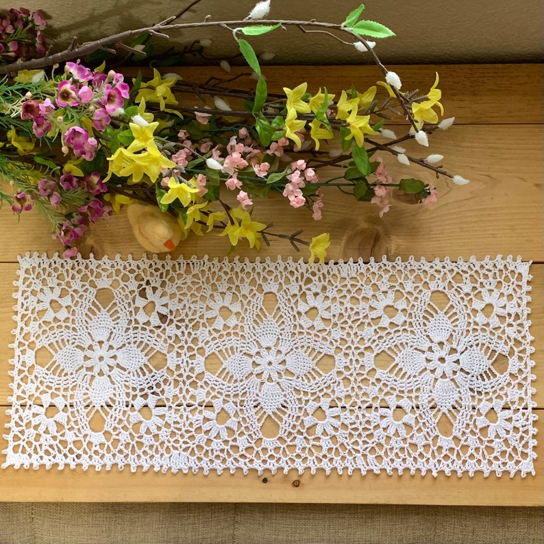 19x8 Rectangular White Doily-Oblong Doily image 1