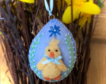 Felt Easter Egg-Easter Tree Ornament-Easter  Decoration-Easter Peep Egg-Easter Chick Egg-Wool Egg