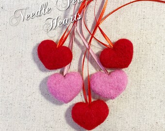 Valentine's Hearts-Valentine's Gift Decoration-Felted Hearts-Wool Hearts-Package Decoration