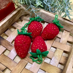 Needle felted Strawberry Ornaments-Strawberry Decoration-Strawberry Gift
