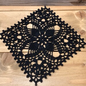 Set of 2 7 inch Black Square Doilies image 3