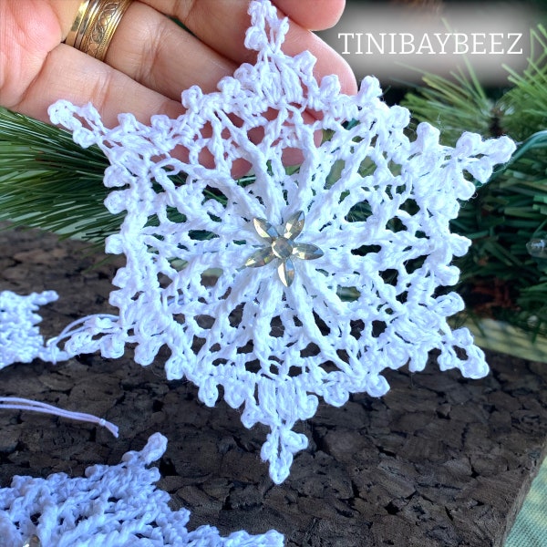 Set of 4 Crochet Snowflake Ornaments