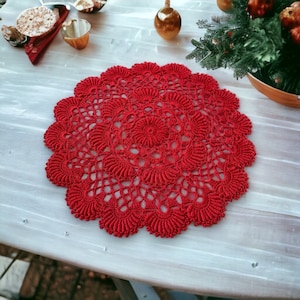 13” Red Christmas Doily