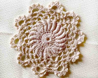 Set of 6 Ecru Mini Doilies-Crochet Mini Doily -Cotton Doily-Craft Doily-Ecru Doily-3 inch Doily