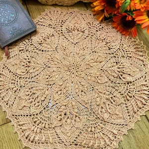 Handmade 16” Crochet Doily – “Veronica” Pattern by Elena Bojkova